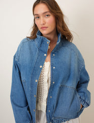 Denim Dik Yaka Bomber Ceket