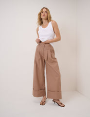 Bej Yüksek Belli Pantolon