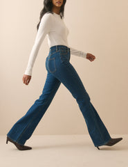 Orta Ton Yıkamalı Mayfair Bootcut Jean Pantolon