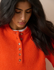 Turuncu Rahat Kesim Henley Kazak
