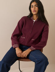 Bordo Örgü Bomber Ceket