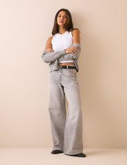 Gri Geniş Paça Stepney Loose Jean Pantolon