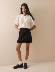 Siyah Fitilli Kadife Patch Cepli Mini Etek