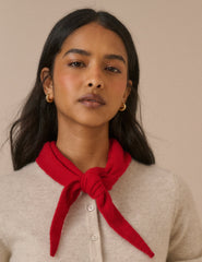 Kırmızı Yün Karışımlı Örgü Neckerchief