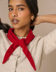 Kırmızı Yün Karışımlı Örgü Neckerchief