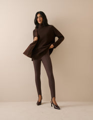 Kahverengi Fitilli Esnek Jarse Stirrup Legging