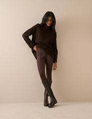 Kahverengi Fitilli Esnek Jarse Stirrup Legging