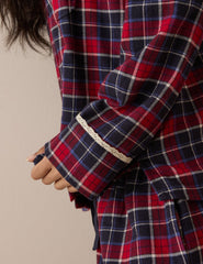 Kırmızı Ekoseli Yumuşak Dokulu Pijama Gömlek