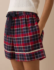Kırmızı Ekoseli Yumuşak Dokulu Pijama Şort
