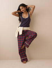 Kırmızı Ekoseli Yumuşak Dokulu Pijama Bottoms