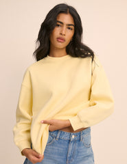 Limon Desenli Sarı Rahat Kesim Sweatshirt