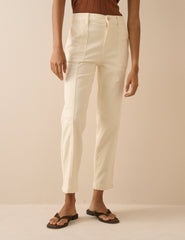Krem Denim Daralan Kesim Pantolon