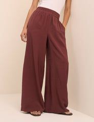 Bordo Rahat Geniş Paça Pantolon