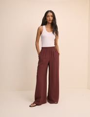 Bordo Rahat Geniş Paça Pantolon