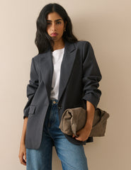 Gri Tek Düğmeli Alexa Blazer Ceket