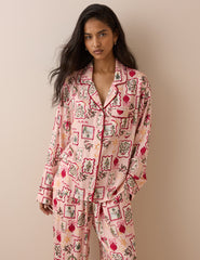 Pembe Yılbaşı Temalı Pijama Takımı