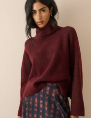 Bordo Roll Yaka Oversize Kazak