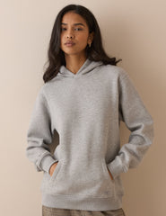 Gri Kırçıllı Rahat Kesim Kapüşonlu Sweatshirt