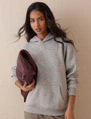 Gri Kırçıllı Rahat Kesim Kapüşonlu Sweatshirt
