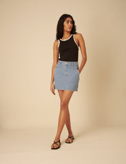 Mavi Denim Western Tarzı Mini Etek