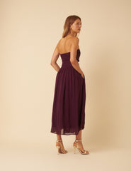 Mor Straplez Felicity Midi Boy Elbise
