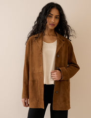 Kahverengi Süet Blazer Ceket Ceket