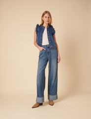 Mavi Denim Fırfırlı Yelek