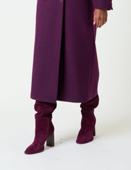 Bordo Süet Thigh Yüksek Çizme