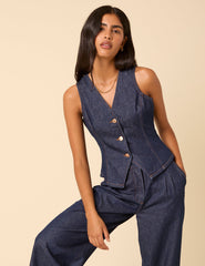 Koyu Denim Yelek