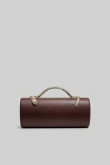 Yılan Sap ve Altın Zincir Detaylı Yapılandırılmış Clutch Çanta - Kahverengi