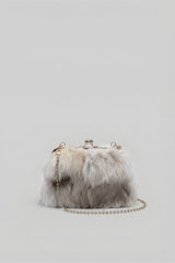 Kiss-Lock Kapama Detaylı Suni Kürk Clutch Çanta - Haki