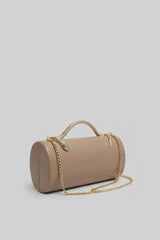 Yılan Sap ve Altın Zincir Detaylı Yapılandırılmış Clutch Çanta - Haki