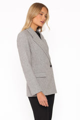 Brookes Gri Kazayağı Desenli Kruvaze Blazer Ceket