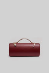 Yılan Sap ve Altın Zincir Detaylı Yapılandırılmış Clutch Çanta - Bordo