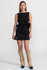 Heykelsi Peplum Detay Mini Elbise - Siyah