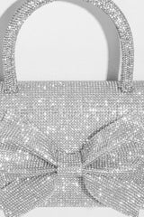 Işıltılı Süslemeler Detaylı Taşlı Clutch Çanta - Gümüş