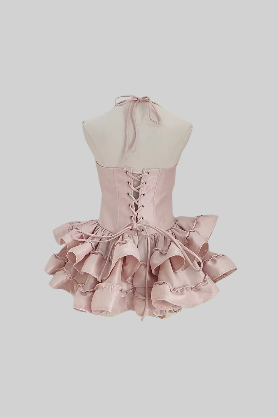 Fırfırlı Etek ve Vücuda Oturan Üst Beden Detaylı Mini Korse Elbise - Pembe