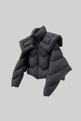 Büyük Omuz Pads Detaylı Modern Şişme Ceket - Siyah