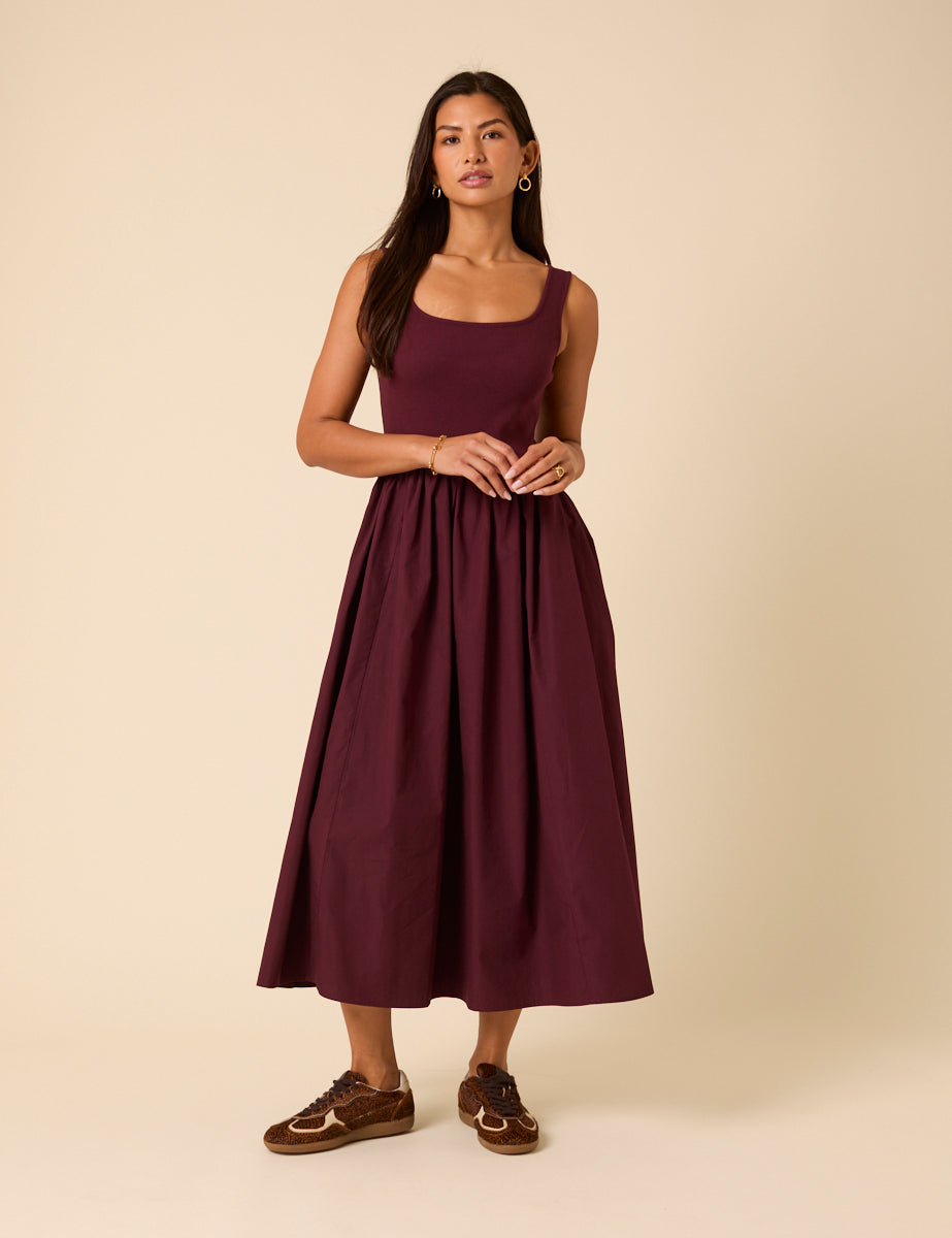 Bordo Colorado Midi Boy Elbise