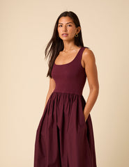 Bordo Colorado Midi Boy Elbise