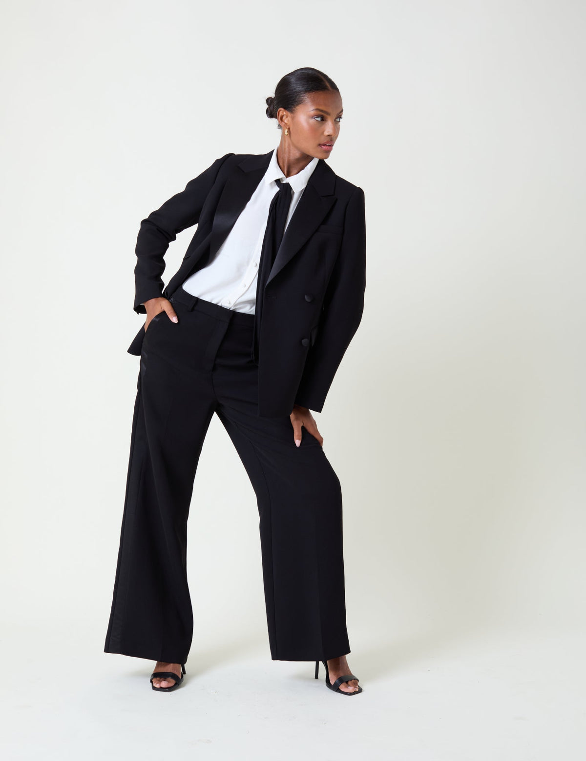 Siyah Tuxedo Geniş Paça Takım Pantolon