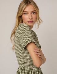Yeşil Pötikareli Eliza Midi Boy Elbise