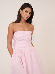 Kısa Boy Pale Pembe Straplez Ariella Midi Boy Elbise