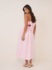 Kısa Boy Pale Pembe Straplez Ariella Midi Boy Elbise