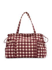 Bordo Pötikareli Pamuklu Holdall Çanta