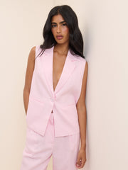 Bebek Pembe Kolsuz Bol Kesim Blazer Ceket