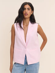 Bebek Pembe Kolsuz Bol Kesim Blazer Ceket