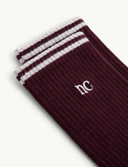 Bordo Belverosa Fitilli Spor Çorap