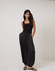 Siyah Balon Cuffed Pantolon