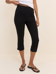Siyah Esnek Jarse Ponte Capris Pantolon
